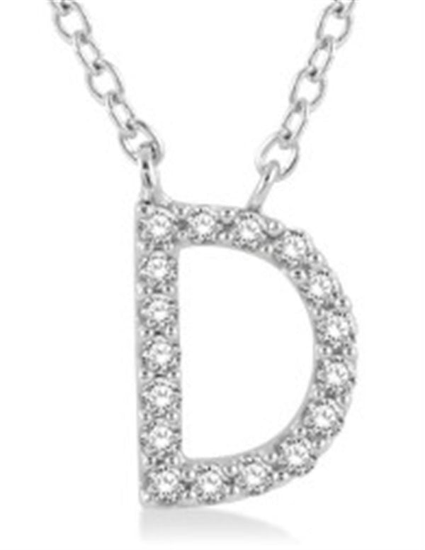 White 10 Karat Gold 0.05 Carats Diamond Initial Necklace