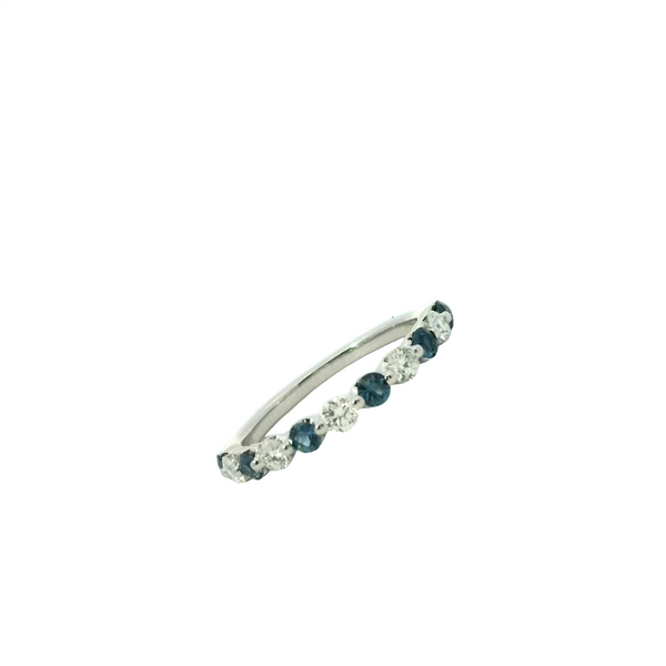 White 14 Karat Gold 0.57 Carats Sapphire & 0.36 Carats Diamond Stackable Ring