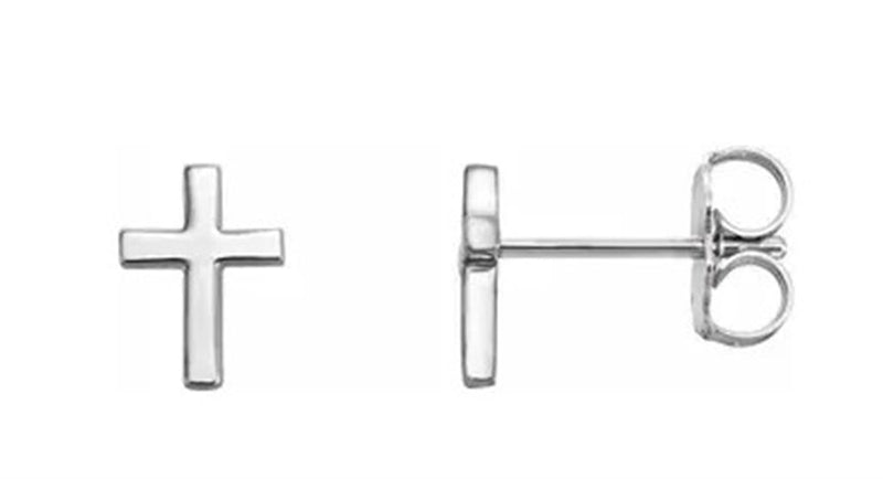Sterling Silver 7.5MM Cross Stud Earrings