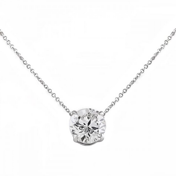 White 14 Karat Gold 0.54 Carats Diamond Solitaire Necklace