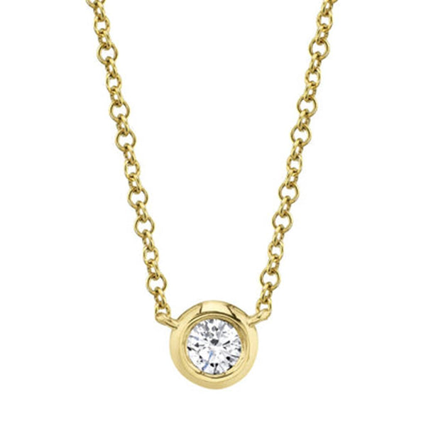 Yellow 14 Karat Gold 1/5 Carats Diamond Solitaire Necklace