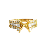 Elegant Diamond Mountings 18K Gold Yellow Round 2.0 Carats Setting -  0.77 Carats Baguette & Round Diamonds