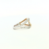 Elegant & Trendy 14K White & Yellow Gold 0.50 Carats Diamond Double Loop Ring