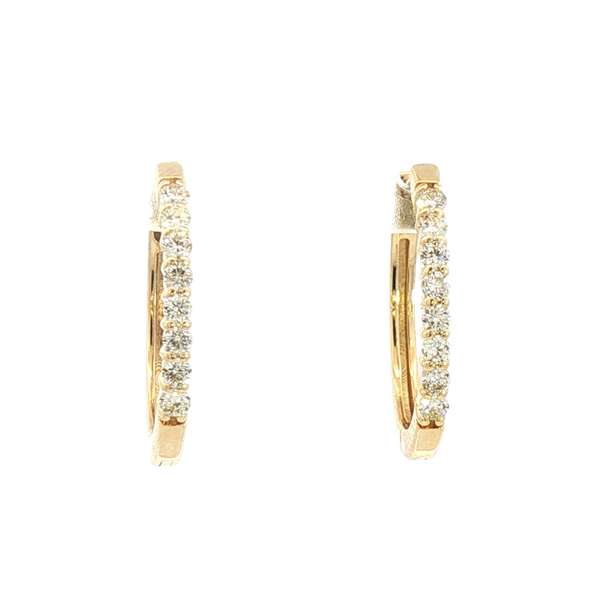 Classic & Contemporary 14K Yellow Gold 1/2 Carats Diamond Medium Hoop Earrings