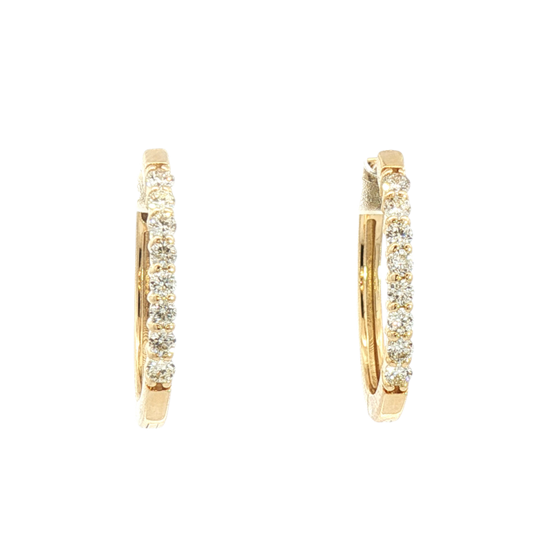 Classic & Contemporary 14K Yellow Gold 1/2 Carats Diamond Medium Hoop Earrings