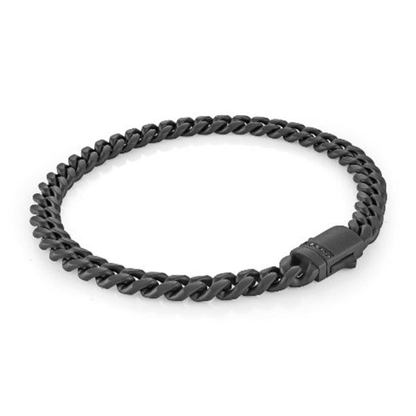Bold & Stylish Alternative Metal Bracelets Matte Black 6.0 MM Curb Link Bracelet - 8.5 Inch