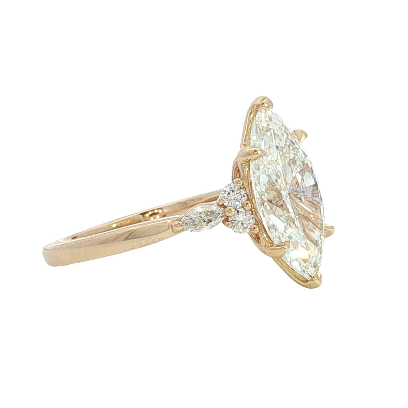 Elegant & Trendy 14K Yellow Gold 3.56 Carats Lab Grown Marquise Diamond Ring