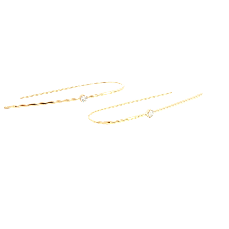 Classic & Contemporary 18K Yellow Gold 0.14 Carats Diamond Threader Earrings