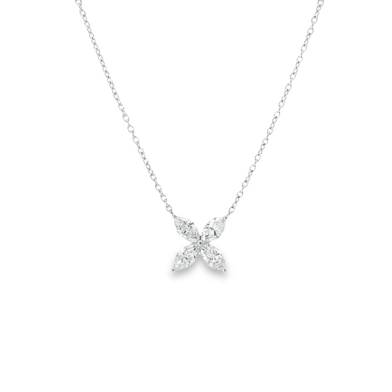 White 18 Karat Gold 0.88 Carats Marquise Diamond Necklace
