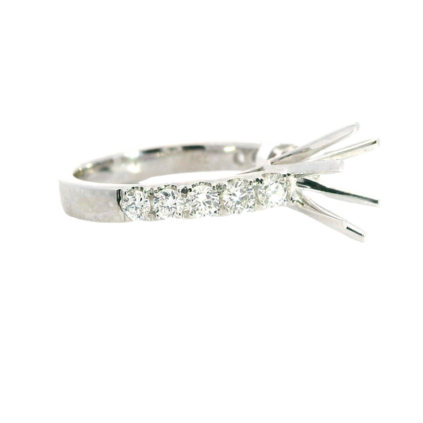 Elegant Diamond Mountings 18K White Gold 7.4mm Round Diamond Semi Mount Ring - 0.70 Carats