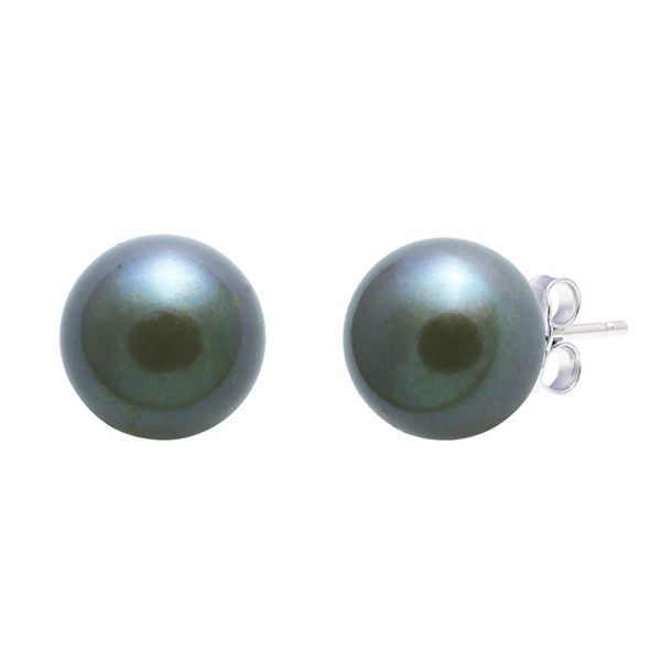 Timeless & Sophisticated Design White 14K Gold Cultured Tahitian 11-12mm Pearl Stud Earrings