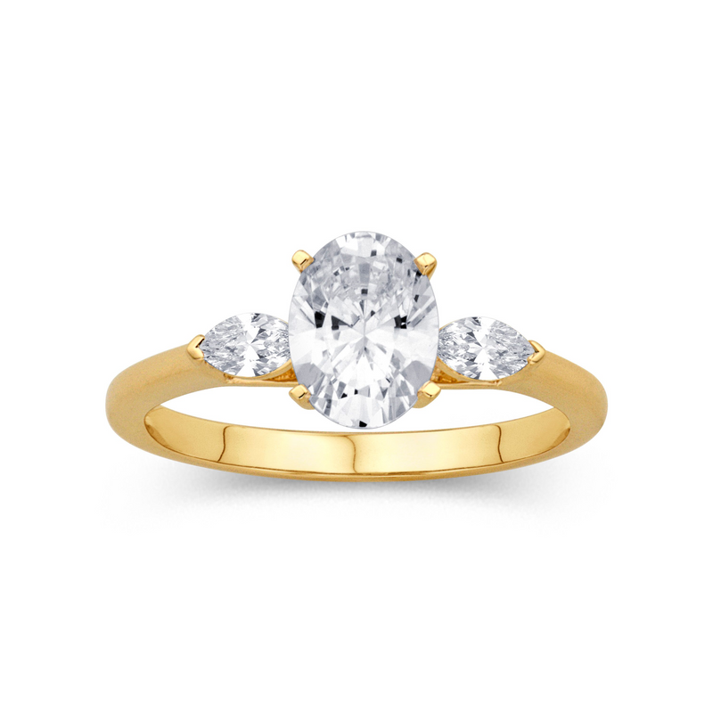 MPJ Exlusive 14 Karat Yellow Gold .24 Carats Diamond Oval Engagement Ring