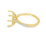 Elegant Diamond Mountings 18K Yellow Gold 0.41 Carats Diamond Hidden Halo Ring For A 9.8 X 8.7 MM Gemstone