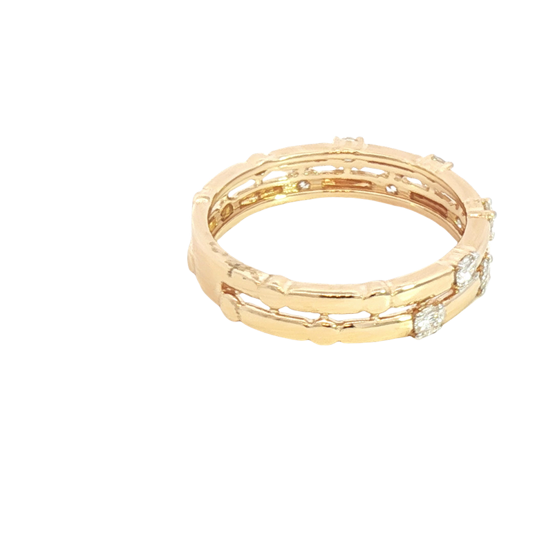 Elegant & Trendy 14K Gold Two-Toned 0.40 Carats Diamonds Stackable Fashion Ring