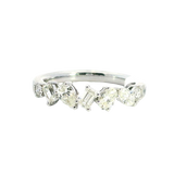 Elegant Diamond Bands 18K White Gold Multi Shape 0.72 Carats Diamond Scatter Band