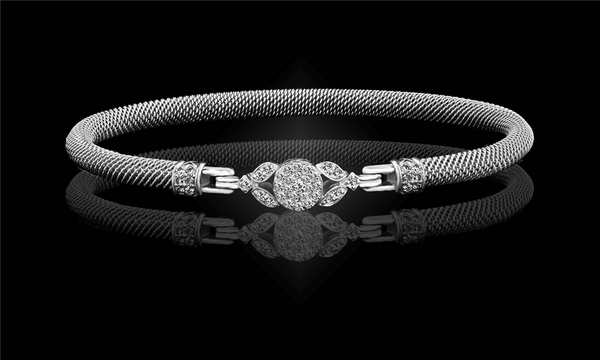 Sterling Silver 0.57 Carats Lab-Grown Diamond Bangle Bracelet - 7.0Inch