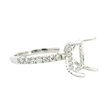 Elegant Diamond Mountings 18K White Gold Rectangular 10x8mm Semi Mount Engagement Ring - 0.67 Carats Diamond