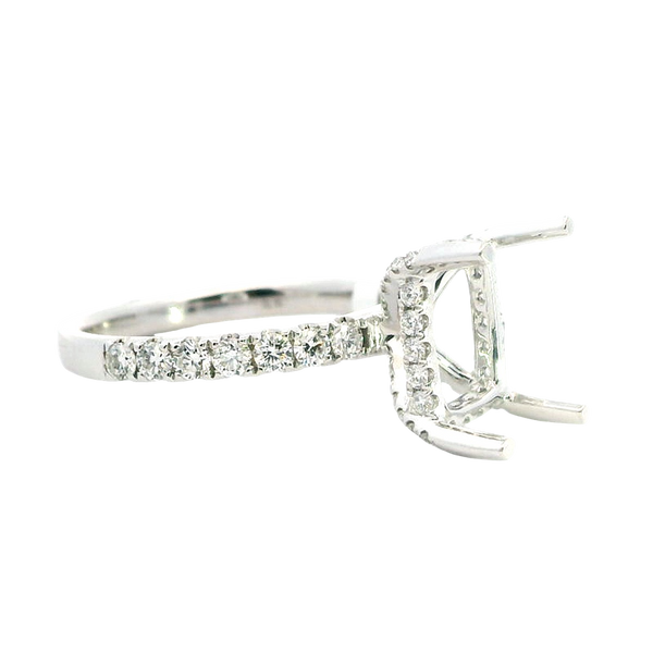 Elegant Diamond Mountings 18K White Gold Rectangular 10x8mm Semi Mount Engagement Ring - 0.67 Carats Diamond