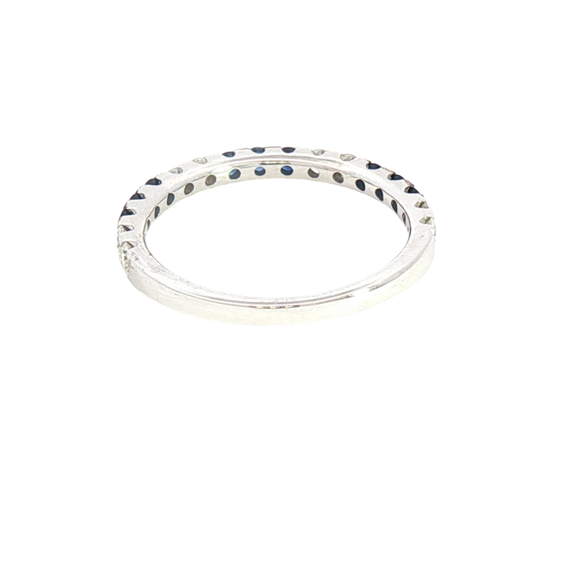 Bold & Elegant 14K White Gold 0.39 Carats Blue Sapphire & 0.28 Carats Diamond Stackable Band