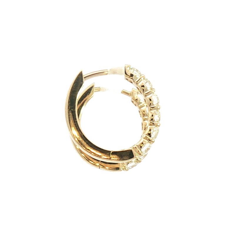 Classic & Contemporary 14K Yellow Gold 0.98 Carat Diamond Medium Hoop Earrings