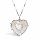 Mother of Pearl Engravable Heart Locket