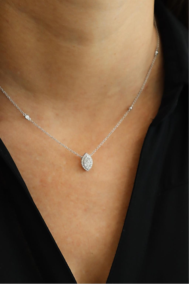 Elegant Diamond Necklaces 18K Gold White 0.38 Carats Diamond Drop Pendant Necklace - 18 Inch