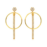 Yellow 14 Karat Gold 0.2 Carats Diamond Dangle Hoop Earrings