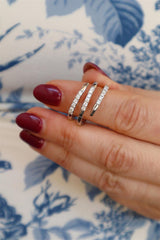 Elegant & Trendy 14K White Gold 0.40 Carats Diamond Flexible Bypass Ring