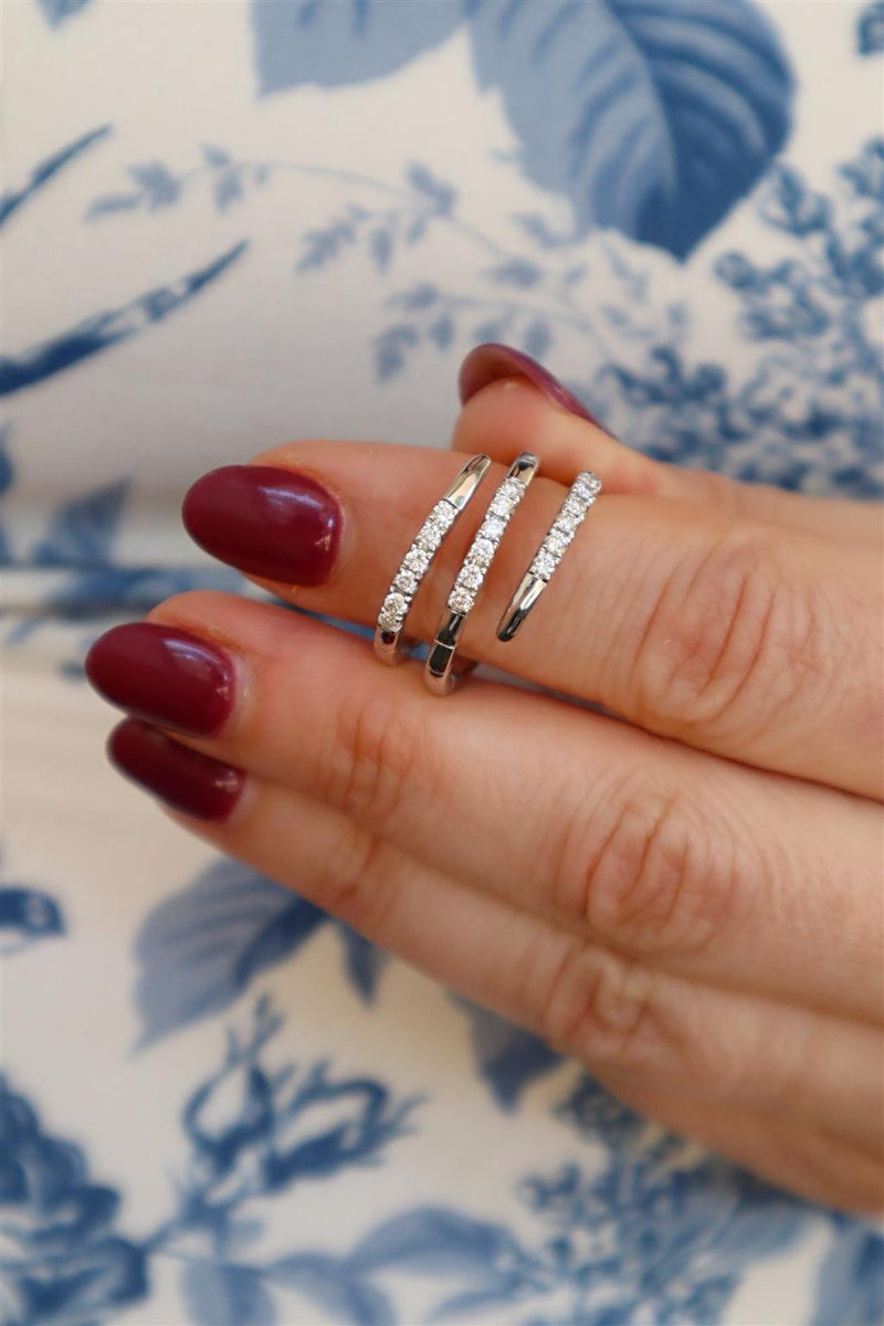 Elegant & Trendy 14K White Gold 0.40 Carats Diamond Flexible Bypass Ring