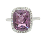 Bold & Elegant 14K White Gold 3.75 Carats Amethyst & 0.18 Carats Diamond Halo Ring