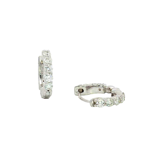 Classic & Contemporary 18K White Gold 1/2 Carats Diamond Small Hoop Earrings