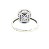 Bold & Elegant 18K White Gold Cushion Cut 3.26 CaratsTanzanite & 0.22 Carats Diamond Halo Ring