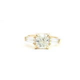 14K Gold Yellow 3-Stone Accented Round Diamond Engagement Ring - Lab-Grown 2.69 CTW Diamond