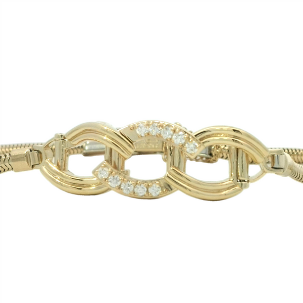 Sophisticated & Timeless Diamond Bracelets 14K Gold Yellow Add-A-Link Round Diamond & Curb Link Bracelet Starter - 0.30 CTW, Size 7.5 Inch
