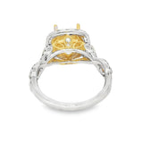 Elegant Diamond Mountings 18K White & Yellow Gold 0.82 Carats Diamond Halo Semi Mount Ring