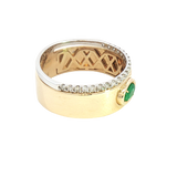 Bold & Elegant 14K Yellow & White Gold 0.22 Carats Emerald & 0.234 Carats Diamond Ring