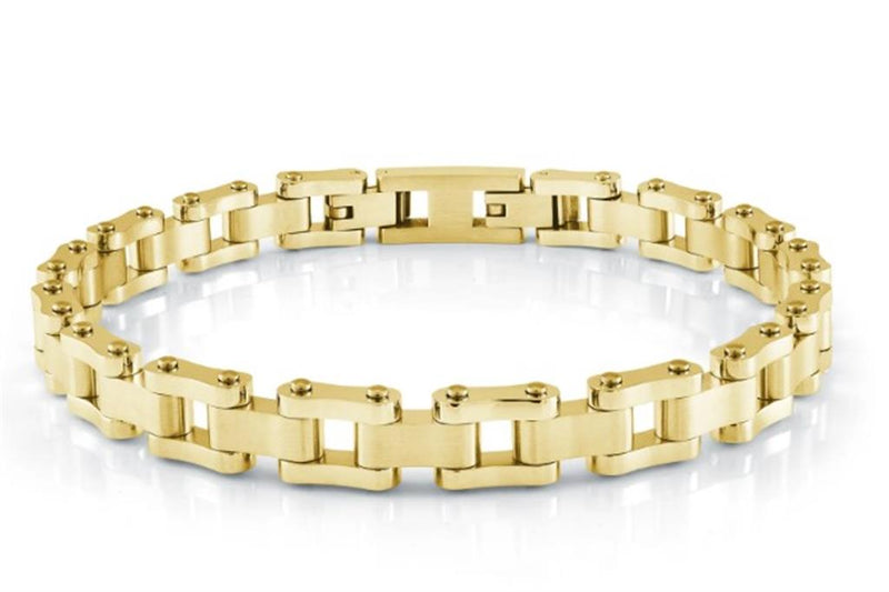 Bold & Stylish Alternative Metal Bracelets Yellow Gold Ion Plated Stainless Steel Link Bracelet, 8.5 Inch