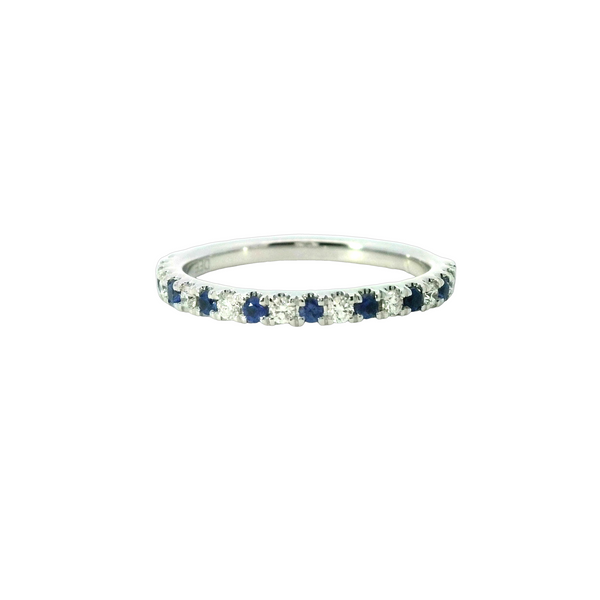 White 14 Karat Gold 0.20 Carats Sapphire & 0.15 Carats Diamond Anniversary Ring
