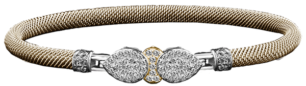 Two-Toned Sterling Silver Lab-Grown 0.67 Carats Diamond Bangle Bracelet