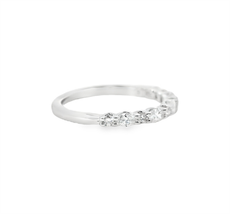 Elegant Diamond Bands 14K Gold White Stackable 0.55 Carats Round & Oval Diamond Anniversary Band