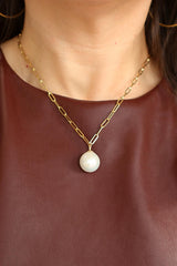 Elegant Pearl Necklaces & Pendants 14K Yellow Gold Paper Clip Link & 14-15 MM Windsor Fresh Water Pearl Necklce - 17 Inch