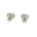 Classic & Contemporary 18K White Gold Semi Mount Stud Earrings & 1.01 Carats Diamond Halo Jackets