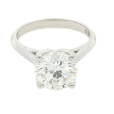 14K White Gold Round Cut 3.0 Carats Lab Grown Diamond Knife Edge Solitaire Ring