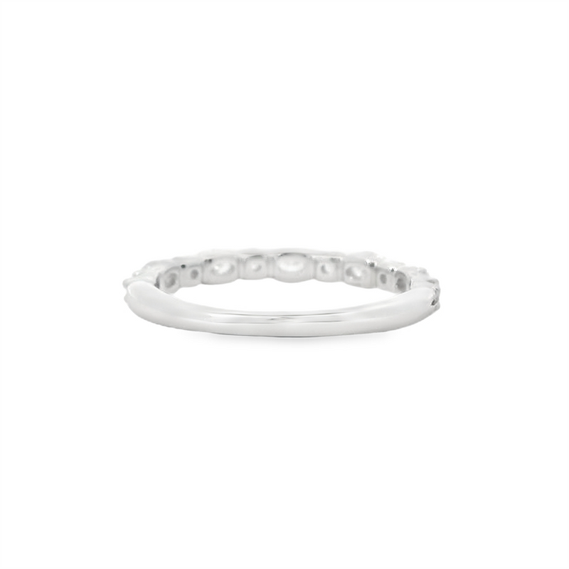 14K White Gold 0.80ctw Diamond Half-Anniversary Band - Round & Oval Shared Prong Design