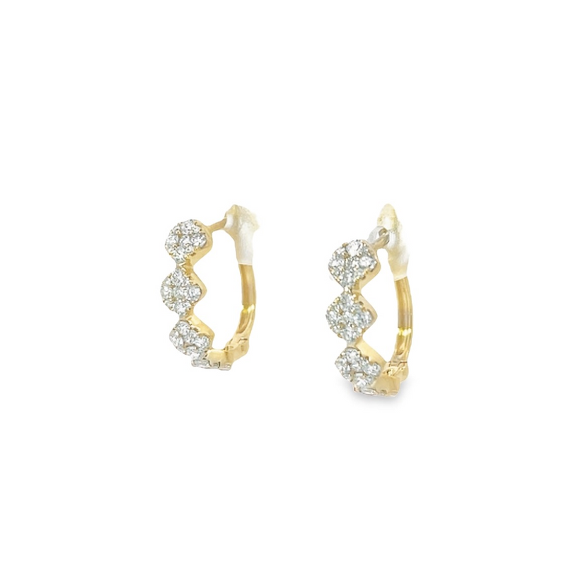 Yellow 18 Karat Gold 0.81 Carats Diamond Small Hoop Earrings