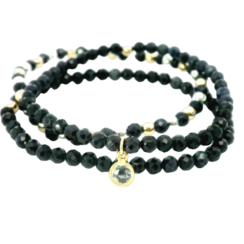 Two-Toned Sapphire Bead Bracelet Stack
