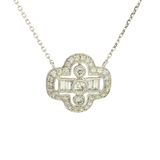 Elegant Diamond Necklaces 18K White Gold Baguette & Round Cut 0.60 Carats Diamond Quatrefoil Necklace - 18 Inch