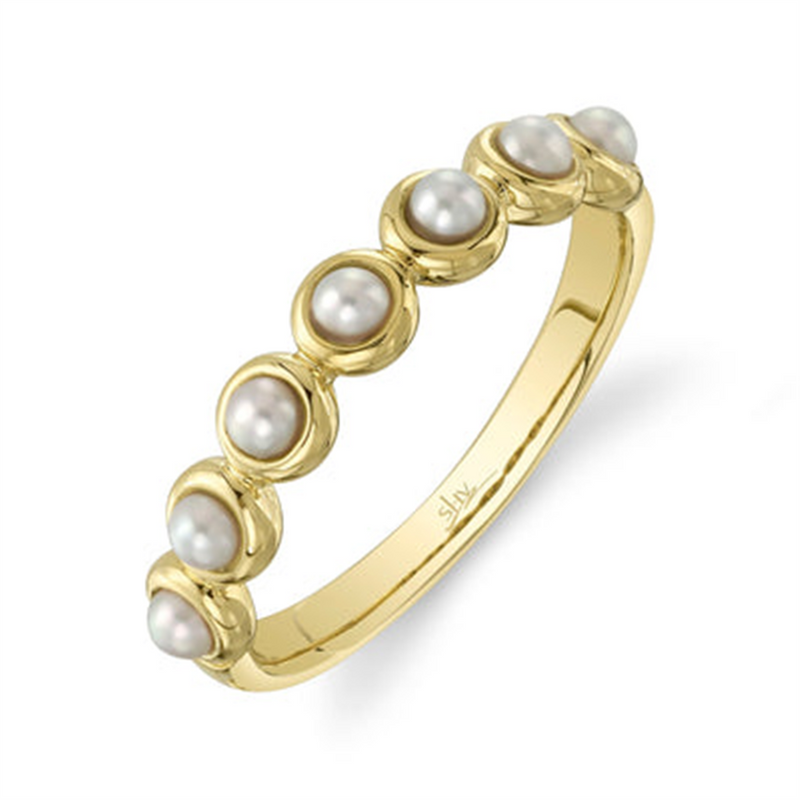 Elegant Pearl Rings Classic & Timeless Designs - 14K Gold Yellow Cultured Pearl Stackable Ring