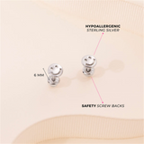 Sterling Silver Polished Smiling Face Earrings For Children