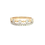 Elegant & Trendy 14K Yellow & White Gold 0.47 Carats Diamond Duo Stack Band
